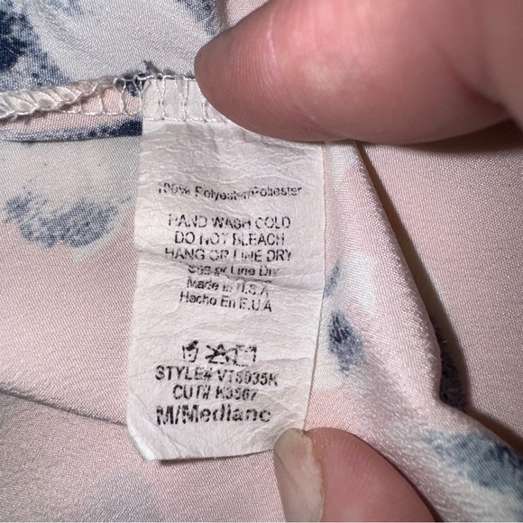 Pink Blush Floral Print Kimono Open Front Pink Blue Medium Bohemian - Picture 4 of 4